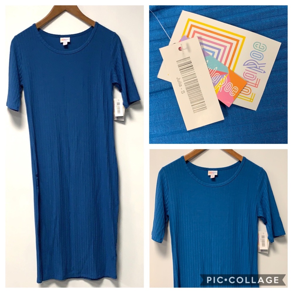 NWT LuLaRoe size S Julia blue piped dress
